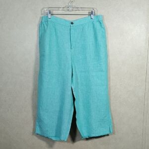 12582 Coldwater Creek mint green linen cropped wide leg pants 14